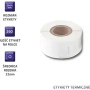 Qoltec uzlīmes priekš Dymo Lw-1152 S0722520 25 x 54 mm 260 gab. Etykiety do sztuk