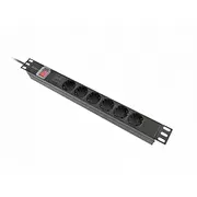 Rack Pdu spēka sloksne 19 Lanberg 1U 16A Schuko 2M Black C14 Listwa 6X Czarna