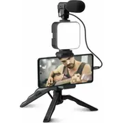 Sbs mobilais statīva statīvs ar Led gaismu un mikrofonu Statyw Mobile Tripod bezprzewodowy ze swiatlem mikrofonem