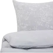 Shumee kokvilnas gultas veļas komplekts ar ziediem 220 x 240 cm pelēks Rīta Side Komplet kwiaty szary Morningside