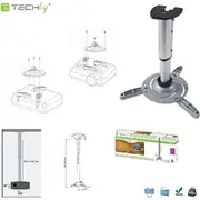 Stiprinājums projektoriem Techly Plecu. 60-120 cm. griestu. sudraba 301566 Uchwyt do sufitowe. srebrny