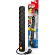 Strāvas sloksne Acar S8 pārsprieguma aizsargs 8 ligzdas melns W0147 Listwa gniazd czarna