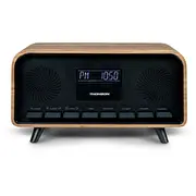 Thomson Wooden bezvadu skaļrunis Cozy Bluetooth Radio Fm trauksme Lcd 30W Drewniany bezprzewodowy Cosy Alarm