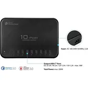 Usb centrmezgls Labi savienojumi Usb-Desktop-Schnellladestation 200W 10Port Hub Good Connections