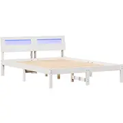 vidaXL Gultas rāmis Balts 135 x 190 cm Priedes masīvkoks Ramka Lite drewno sosnowe