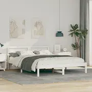 vidaXL Gultas rāmis Balts 140 x 200 cm Priedes masīvkoks Ramka Lite drewno sosnowe