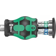 Wera Kraftform kompaktais stubby žurnāla 3 uzgaļu komplekts Melns/Zaļš. 7 gab. Compact magazine bit set black/green. pieces