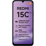 Xiaomi Redmi 15C 5G viedtālrunis 4/256Gb melns 69593 Smartfon Czarny