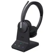 Yealink Wh64 dubultās austiņas. vadu un bezvadu galvas stīpa Bluetooth zvanu/mūzikas uzlādes statīvs. melns Dual Zestaw Przewodowy Bezprzewodowy Opaska na Podstawka do Czarny