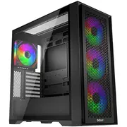 Evolveo Rhino, obudowa eATX/ATX, 4X Argb ventilátor 120Mm, panel boczny ze szkła hartowanego  przedni z siatką Rhino-Bk-4 8595683205924