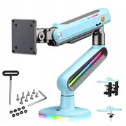 F6-Xm Gulf Blue Podświetlenie Rgb Gamingowy mocny uchwyt biurkowy do dużych monitorów 32-60 cali  6943223116957