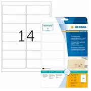 Herma Przezroczyste etykiety adresowe do folii, matowe A4, 99,1 x 38,1 mm, odporne na warunki atmosferyczne, trwała przyczepność - 8671  4008705086714