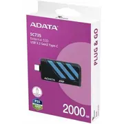 Adata Ssd Disk External Sc735 2Tb U3.2C 1000/1000Mb/S Blue  Sc735-2000G-Ccbk/Bu 4711658153494 Dgadazft20S735L