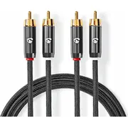 Kabel Nedis Rca Cinch x2 - 2M szary Catb24200Gy20  5412810318742