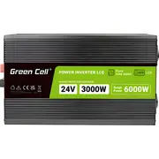 Green Cell Przetwornica napicia Powerinverter Lcd 24 V 3000W/60000W samochodowa z wywietlaczem - czysty sinus power adapter/inverter Auto Black  Invgc24P3000Lcd 5904326374577 Zsagceprz0015