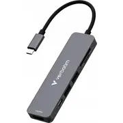 Adapter Hub Verbatim Usb-C/Hdmi/Usb-A  3.2/Usb-A 2.0/Sd/Microsd aluminiowy 32156 023942321569