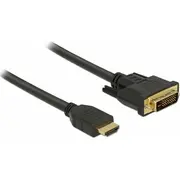 Kabel Delock Hdmi - Dvi-D 2M Black 85654  4043619856541
