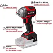 18V Impact Wrench Tp-Cw 18/350-C Li Bl-Solo 4510055 Einhell  4006825680652 Nakeinklu0008