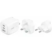 charger Belkin 70W Gan, 2X Usb-C, Usb-A, podróżna Eu, Us, Uk, White  Wch018Hqwh 0745883918454