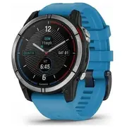 Garmin Quatix 7 Standard Solar Smart Watch 47Mm, Gps, 10Atm, Graphite with Light Blue Silicone Band Eu  010-02540-61 753759296711 Siagarzeg0266