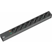 Listwa zasilająca Bachmann 19 inch multiple socket 8Fold with overload protection, without switch black - 19.07.1180  4016514019472