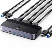 Przełącznik Ugreen Kvm Cm664 switch 3Xusb-A,2Xusb-B,2Xusb-C,3Xhdmi,Micro Usb Black  Ugr1824 6941876217076