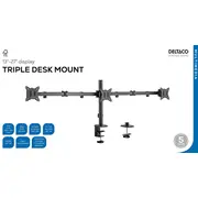 Triple Desk Mount, tilt, swivel, rotate, 13-27, 7 kg  Arm-0301-B 7333048071392