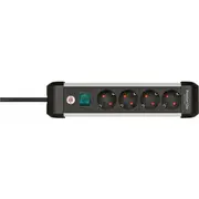 Kabel zasilający Brennenstuhl 1391030400 rozgałęziacz 1,8 m 4 x gniazdo sieciowe Wewnętrzna Black, Silver  4007123677375