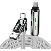 Blitzwolf Bw-Hdc6 4-In-1 Usb-C/Usb-A to Usb-C/Lightning Cable 1.2M 240W Rgb Gray  Grey 5906168439261 070836
