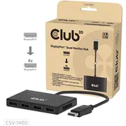 Club 3D hub Mst Multi Stream Transport Displayport 1.4 na 4X Displayport, Quad monitor, 4K30Hz, 8K30Hz  Csv-7400 8719214473679