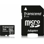 Card microSD 16Gb Transcend Sdhc Uhs1 600X w/Adap.  Ts16Gusdhc10U1 0760557825449