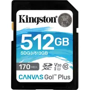 Karta Kingston Canvas Go Plus Sdxc 512 Gb Class 10 Uhs-I/U3 V30 Sdg3/512Gb  740617301571