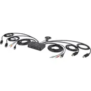 Startech.com 2-Port Dual  Kvm Displayport 4K 60Hz mit 1,5M Integrierten Kabeln Usb-A/Displayport/Audio Dp Swit C2-Dd46-Ua2-Cbl-Kvm 0065030899215