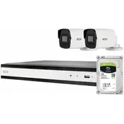 Abus Security-Center Tvvr36423T Komplett-Set mit 2 Poe Mini Tube-Kameras Rekorder  4003318860522
