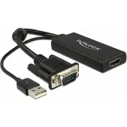 Adapter Av Delock D-Sub Vga - Hdmi  Usb-A Black 62668 4043619626687