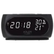 Adler  Clock with Thermometer Ad 1186 Black black 5903887805636