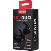 Maxell Mini Duo Wireless in-ear headphones with charging case Black  025215503993 Permalslu0001
