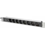Digitus Socket strip with aluminum profile and back-up fuse, 8-Way Italian output, 2 m cable Iec C14 plug  Dn-95410-It 4016032483861