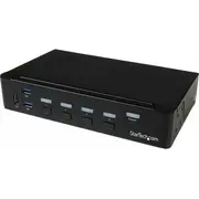 Startech.com 4 Port Displayport Kvm  - Dp Umschalter mit Usb 3.0 Hub 4K 30Hz Sv431Dpu3A2 0065030863728