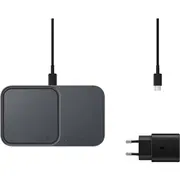Samsung Wireless Charger Duo Pad 2-In-1, 15W Ep-P5400 with Travel charger 25W  Usb cable, Black Ep-P5400Tbegeu 8806092978522