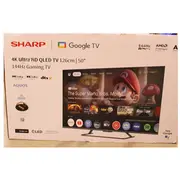 Sharp Sale Out.  50Hr7265E 50 126Cm Qled 144Hz 4K Ultra Hd Google Tv, Dolby Vision, Atmos, Central Stand Smart Tv Black Damaged Packaging, Scratched On The Screen 50Hr7265Eso 2000001403846