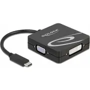 Adapter Av Delock - High Speed Videoadapter Single Link Usb-C mannlich zu Db-15, Dvi-I, Hdmi, Displayport weiblich 10 cm Schwarz 4K60Hz 3840 x 2160 Support Dp, 1080P-Unterstutzung, 60 Hz Vga, 1.200 Pixel Dvi  63129 4043619631292