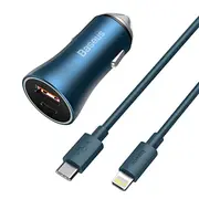 Baseus Golden Contactor Pro car charger, Usb  Usb-C, Qc4.0, Pd, Scp, 40W Blue Usb-C - Lightning cable 1M Tzccjd-03 6953156201965 026541