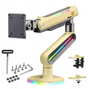 F6-Xd Sunrise Yellow Podświetlenie Rgb Gamingowy mocny uchwyt biurkowy do dużych monitorów 32-60 cali  6943223116933