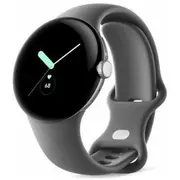 Google Pixel Watch polished silver stainless steel 41Mm charcoal active band  Ga03305-De 0840244600372