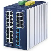 Planet Industrial L2 24-Port Managed  Igs-4215-24T4X Zarządzany Gigabit Ethernet 10/100/1000 Aluminium, Blue 4711605288255