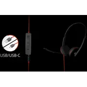 Słuchawki Poly Blackwire C3210 Zestaw słuchawkowy Przewodowa Opaska na głowę Biuro/Centrum telefoniczne Usb Type-C Black, Red  209748-22 5715063791929