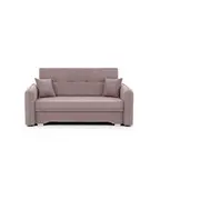 Dīvāns Laine Guļamvietas platums 125 cm, Platums 155 Krāsa Rozā, Augstums 75 garums 196 Apdare Poco 101, Kājiņu krāsa Melns