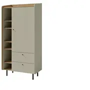 Grāmatu skapis Alessio Ae5 Korpusa krāsa piparmētru, Elementu ozols, Platums 80 cm, Dziļums 42 Augstums 170 Materiāls Ksp  finieris, Virsma mātēta, Ar durtiņām 1