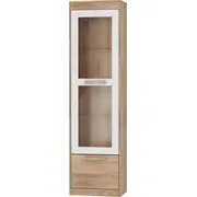 Grāmatu skapis Maximus Mxs 43 Platums 52 cm, Dziļums 33.4 Augstums 193 Materiāls laminēta Ksp, Virsma Matēta  spīdīga, Ar durtiņām 1, Krāsa sonoma balts spīdums